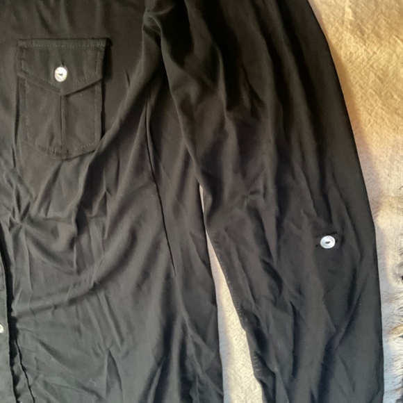 Black see thru blouse. Button up. Size large. - Picture 6 of 10